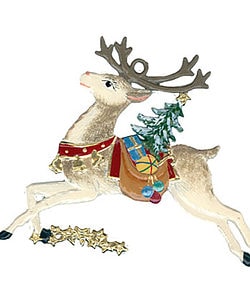 Reindeer with Gifts Pewter Ornament by Wilhelm Schweizer