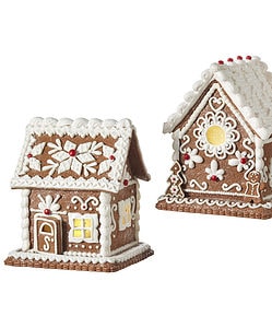 White Icing Gingerbread Lighted House (Assorted)