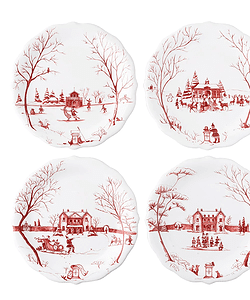 Country Estate Party Plates Set of 4 - Winter Frolic