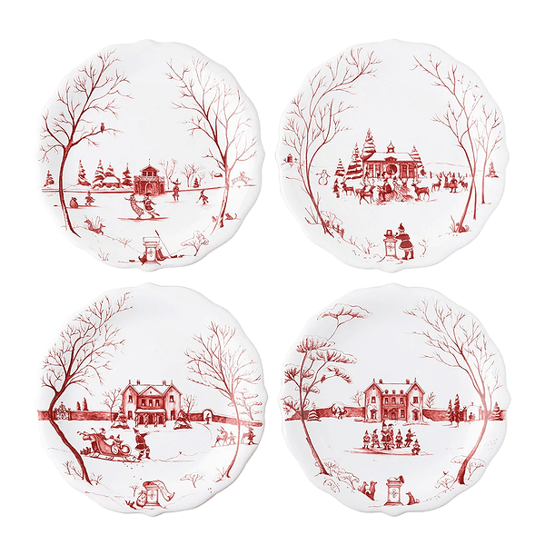 Country Estate Party Plates Set of 4 - Winter Frolic