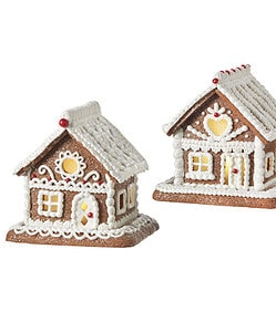 Small White Icing Gingerbread Lighted House (Assorted)