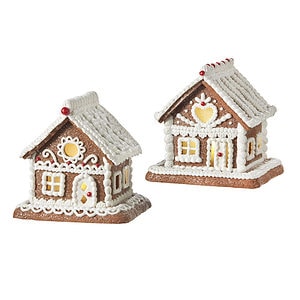 Small White Icing Gingerbread Lighted House (Assorted)