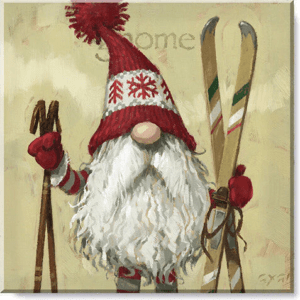 Ski Gnome For Christmas Giclee Wall Art
