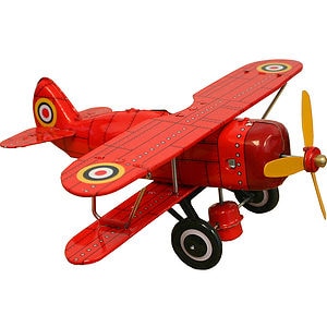 Collectible Tin Toy - Red "Curtis" Biplane