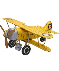 Collectible Tin Toy - Yellow "Curtis" Biplane