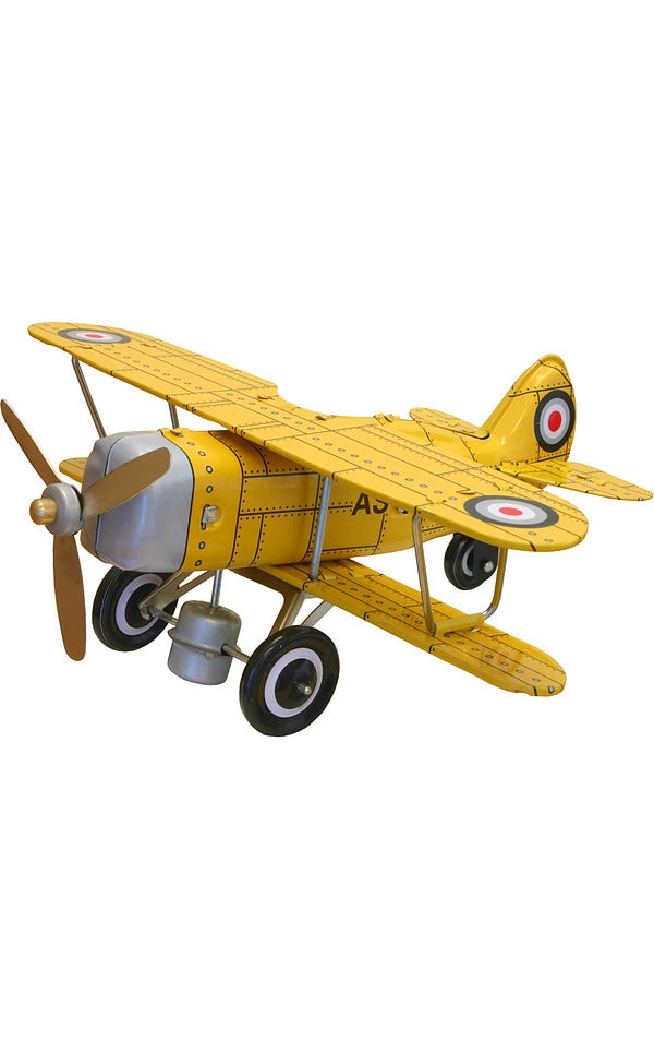 Collectible Tin Toy - Yellow "Curtis" Biplane