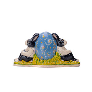 Dutch Rabbits On Blue Floral Egg