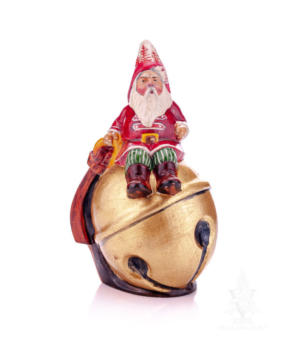 Forest Red Santa on Gold Bell