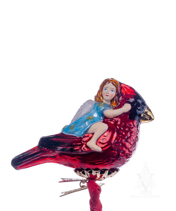 Angel Riding Cardinal (Clip) Ornament