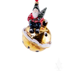 Gold Bell Santa Ornament
