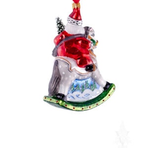 Small Rocking Horse Santa Ornament