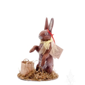 Ino Schaller Upright Rabbit on Grass with Ribbon and Basket