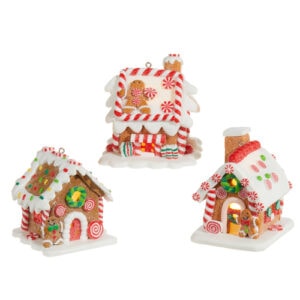 Gingerbread House Ornament 3.5"  (Assorted designs)