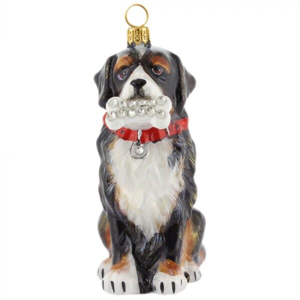Bernese Mtn. Dog with Bone Ornament