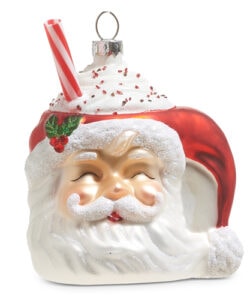 Santa Mug Ornament with Whipped Cream
