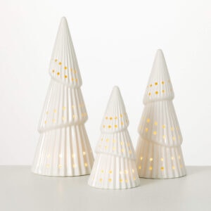 Mini Porcelain Trees Lighted (Set of 3)
