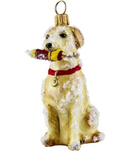 Yellow Lab Snowy with Buoy Ornament