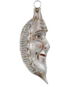 MAROLIN Glass Ornament Silver Crescent With Silver Glitter