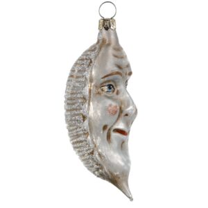 MAROLIN Glass Ornament Silver Crescent With Silver Glitter