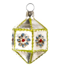 MAROLIN Miniature Glass Ornament Hexagon With Knobs Blue