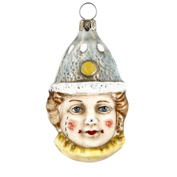 MAROLIN Glass Ornament Clown With Blue Hat
