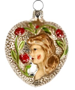MAROLIN Glass Ornament Heart With Girl And Roses