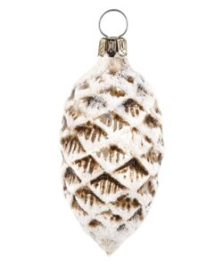 MAROLIN Glass Ornament Cone With Snow Antique White