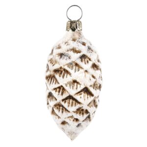 MAROLIN Glass Ornament Cone With Snow Antique White