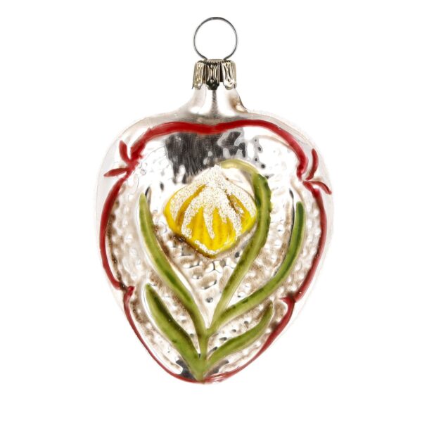 MAROLIN Glass Ornament Heart With Snowdrop