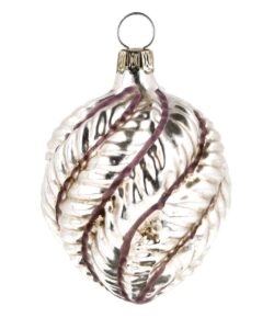 MAROLIN Glass Ornament Oval With Stripes Violet