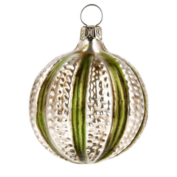 MAROLIN Glass Ornament With Knobs And Stripes Green