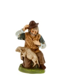 MAROLIN Kneeling Shepherd With Sheep