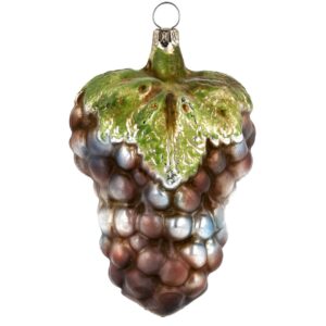 MAROLIN Glass Ornament Large Grape With Leaf