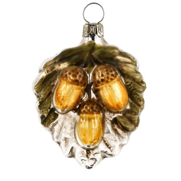 MAROLIN Glass Ornament Oak Leaf With Acorns