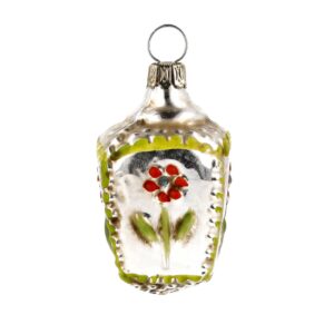 MAROLIN Miniature Glass Ornament With Basket And Flower Orange