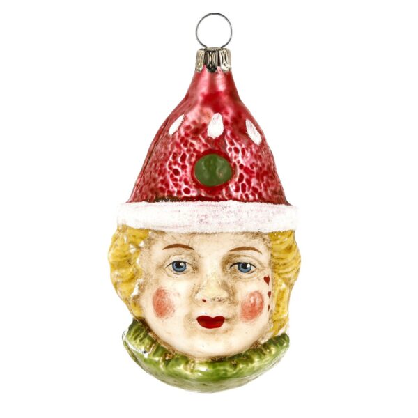 MAROLIN Glass Ornament Clown With Red Hat