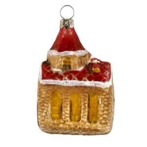 MAROLIN Glass Ornament Church With Red Roof