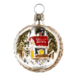 MAROLIN Glass Ornament Ball With House Brown