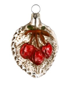 MAROLIN Glass Ornament Cherries With Leaf