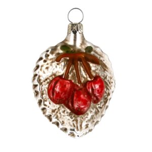 MAROLIN Glass Ornament Cherries With Leaf