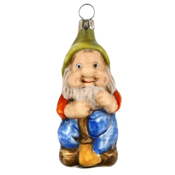 MAROLIN Glass Ornament Dwarf With Broom