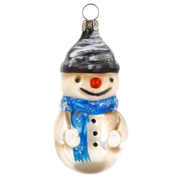 MAROLIN Glass Ornament Snowman With Scarf With Glitter