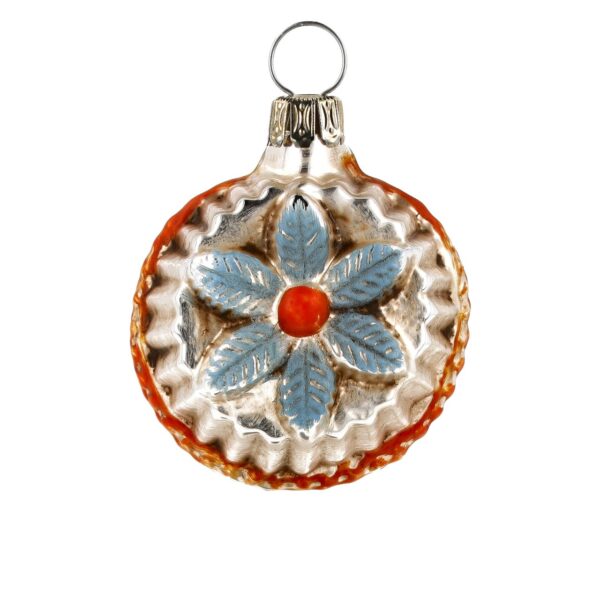 MAROLIN Miniature Glass Ornament Bloom With Jags Blue