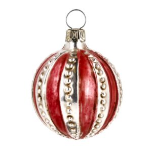 MAROLIN Glass Ornament Ball With Red Stripes