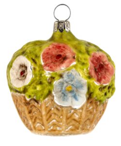 MAROLIN Glass Ornament Big Flower Basket