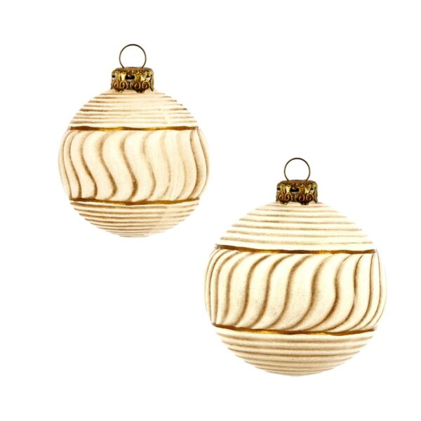 MAROLIN Christmasballs With S-Ornaments Antique White (Set of 2 X 3)