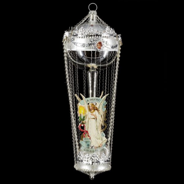 MAROLIN Balloon With Double String Of Beads And 2 Angel-Oblates Silver