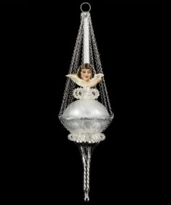 MAROLIN Grooved Glass Balloon With Angel-Oblates And Kantille Silver