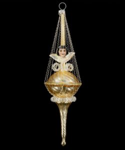 MAROLIN Grooved Glass Balloon With Angel-Oblates And Kantille Gold