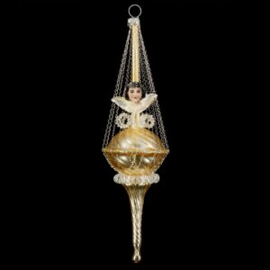 MAROLIN Grooved Glass Balloon With Angel-Oblates And Kantille Gold